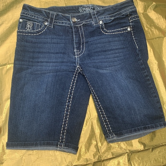 Paisley Sky Pants - París ley sky blue jeans shorts with bling y2k summer style